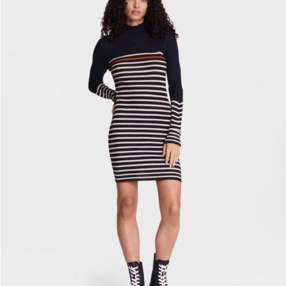 Rag & bone Kate Stripe Turtleneck Mini Dress